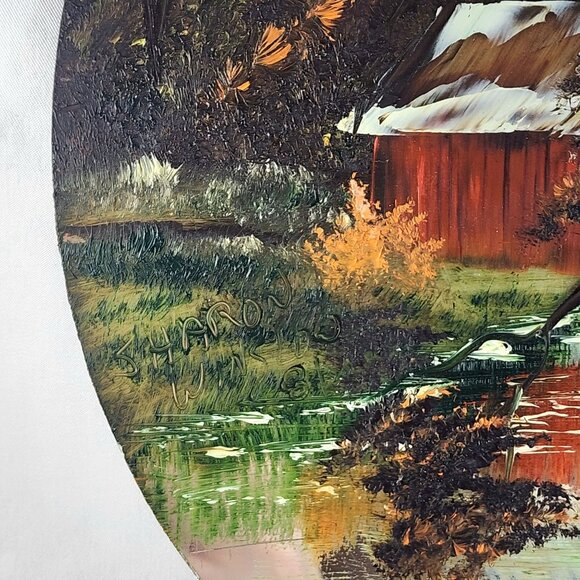 Sharon Winslow Signed Painting Wall Art Hanging Mirror Landscape Vintage Decor - Picture 4 of 10